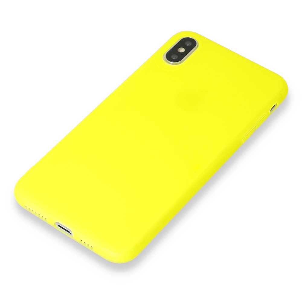  iPhone X Kılıf Hopi Silikon - Sarı