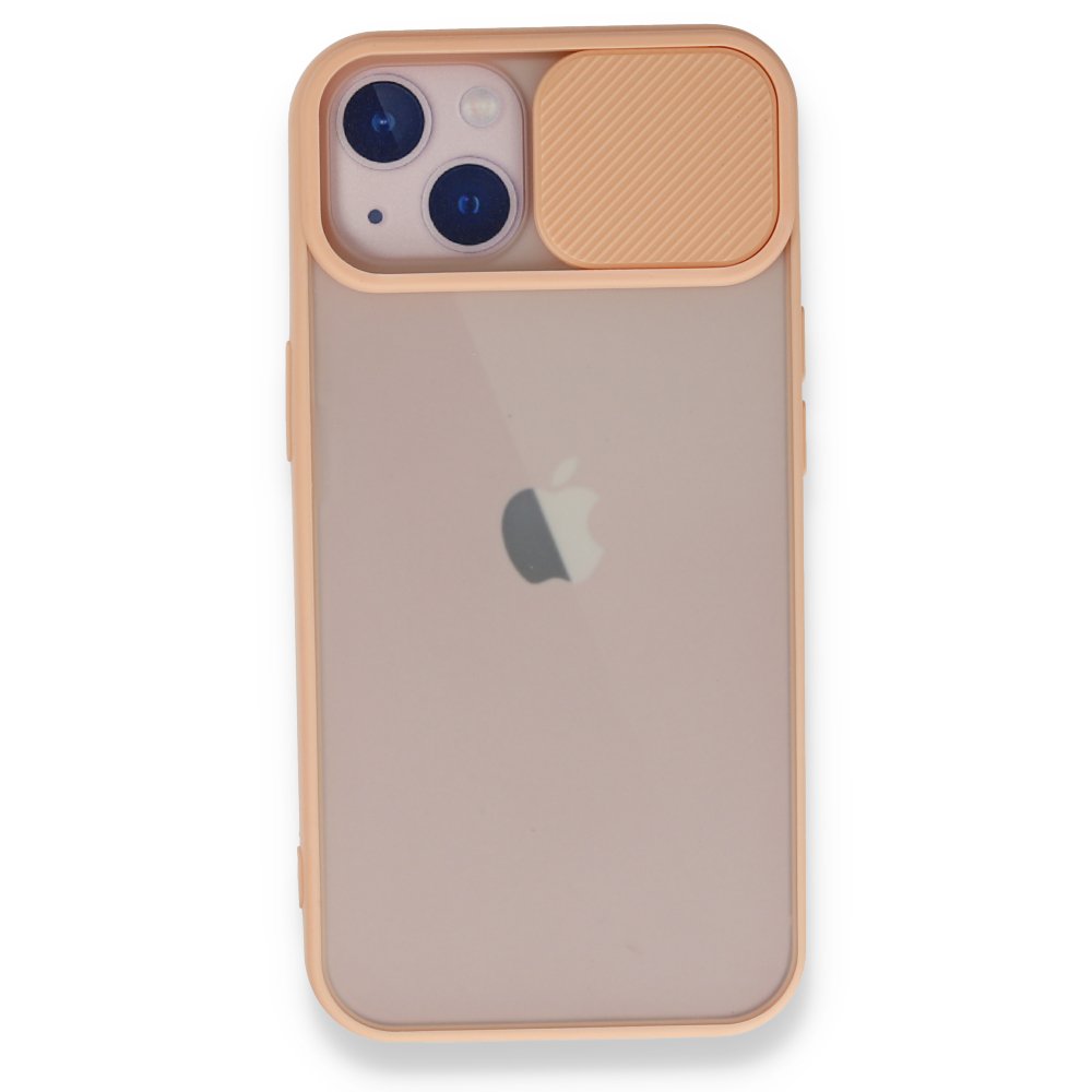 iPhone 13 Kılıf Palm Buzlu Kamera Sürgülü Silikon - Pembe