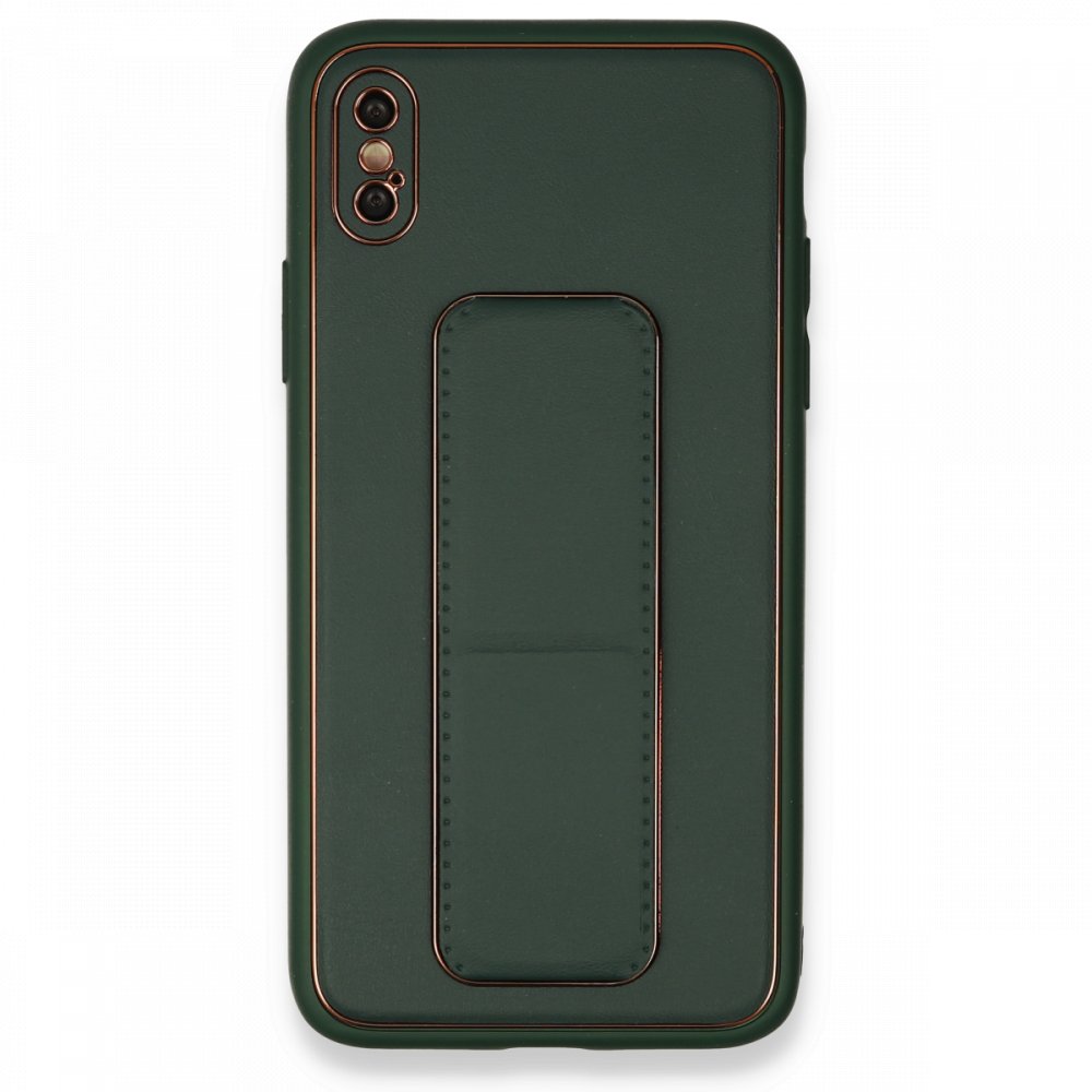 iPhone XS Max Kılıf Coco Deri Standlı Kapak - Yeşil iPhone XS Max Kılıf Coco Deri Standlı Kapak - Yeşil