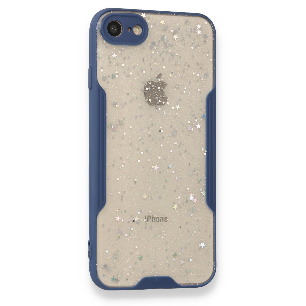 iPhone SE 2020 Kılıf Platin Simli Silikon - Lacivert iPhone SE 2020 Kılıf Platin Simli Silikon - Lacivert
