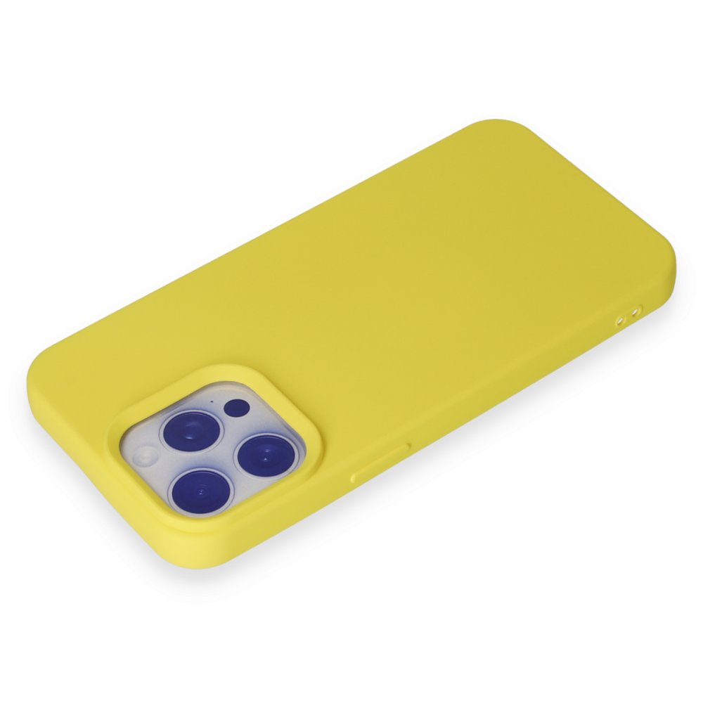 iPhone 15 Pro Max Kılıf Nano içi Kadife Silikon - Sarı iPhone 15 Pro Max Kılıf Nano içi Kadife Silikon - Sarı