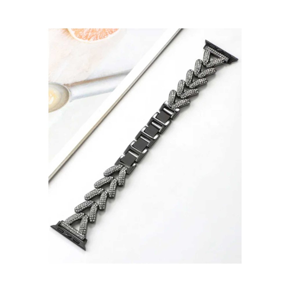  Apple Watch 45mm Node Taşlı Kordon - Siyah