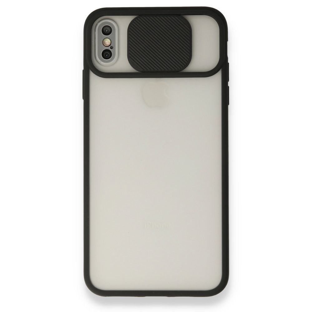 iPhone X Kılıf Palm Buzlu Kamera Sürgülü Silikon - Siyah  iPhone X Kılıf Palm Buzlu Kamera Sürgülü Silikon - Siyah