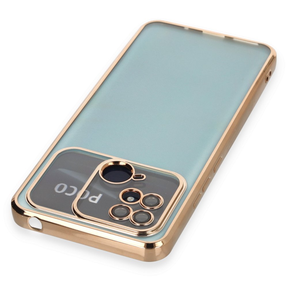 Xiaomi Poco C40 Kılıf Razer Lensli Silikon - Gold Xiaomi Poco C40 Kılıf Razer Lensli Silikon - Gold