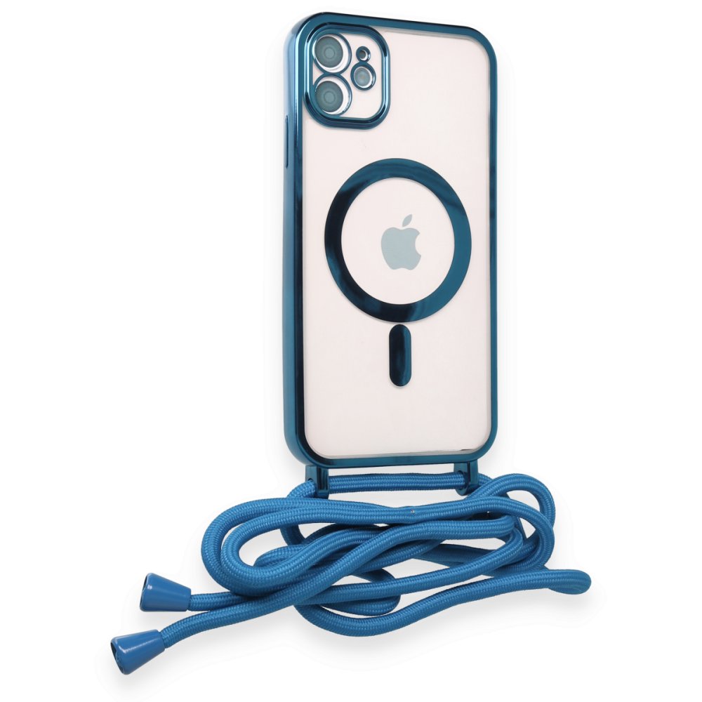  iPhone 11 Kılıf Divo Lazer Askılı Magsafe Kapak - Sierra Blue