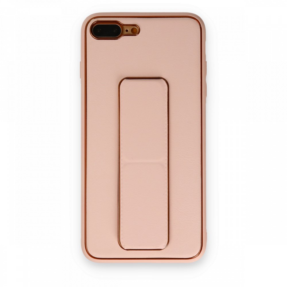  iPhone 8 Plus Kılıf Coco Deri Standlı Kapak - Pudra