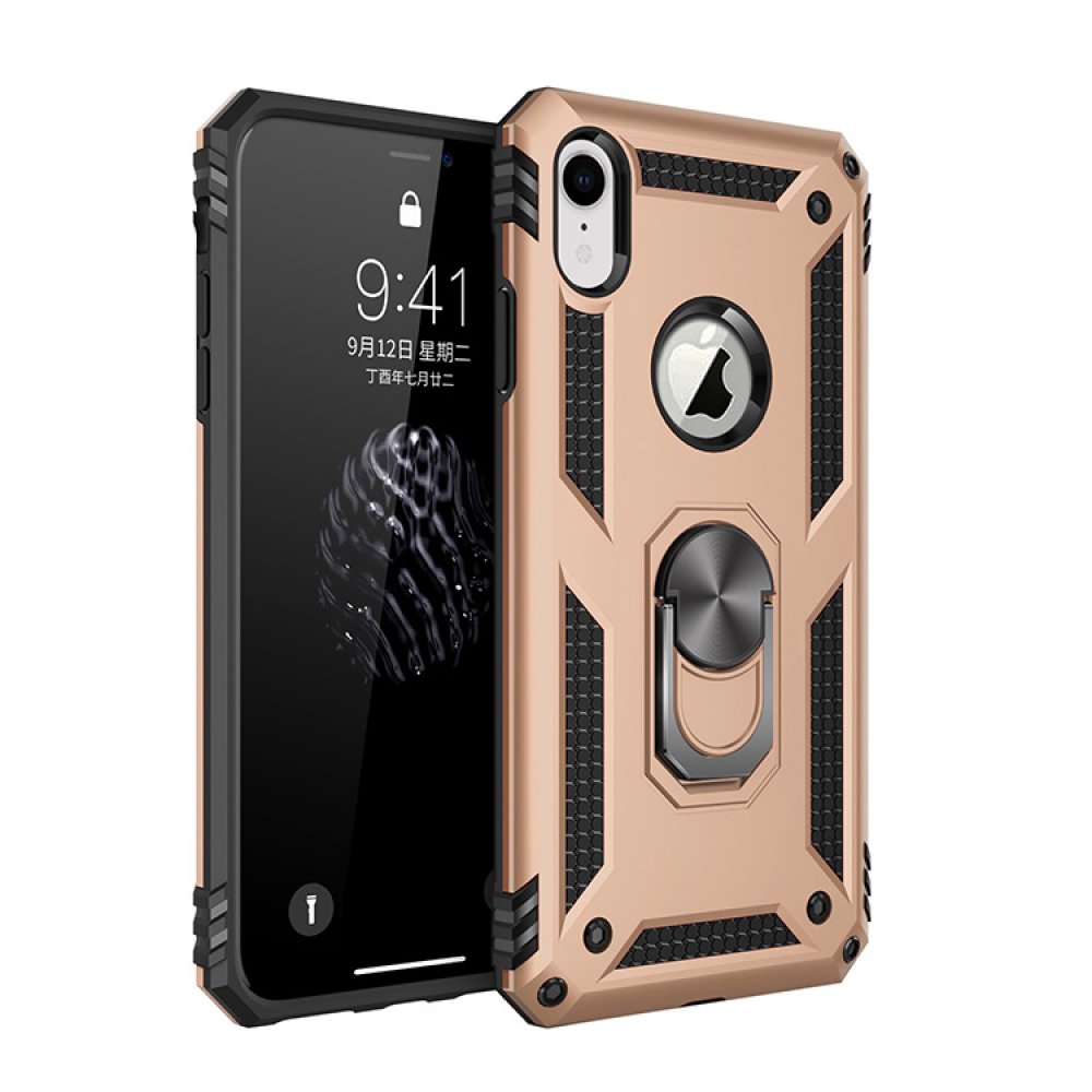  iPhone XR Kılıf Sofya Yüzüklü Silikon Kapak - Gold