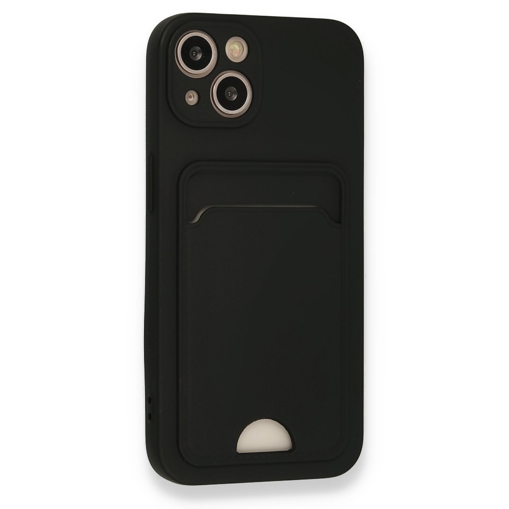  iPhone 13 Kılıf Kelvin Kartvizitli Silikon - Siyah
