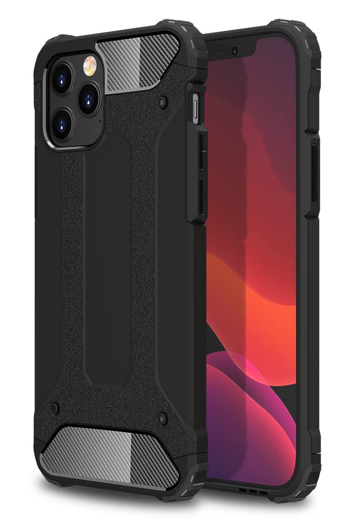  iPhone 12 Pro Max Kılıf Tank Silikon Kapak - Siyah