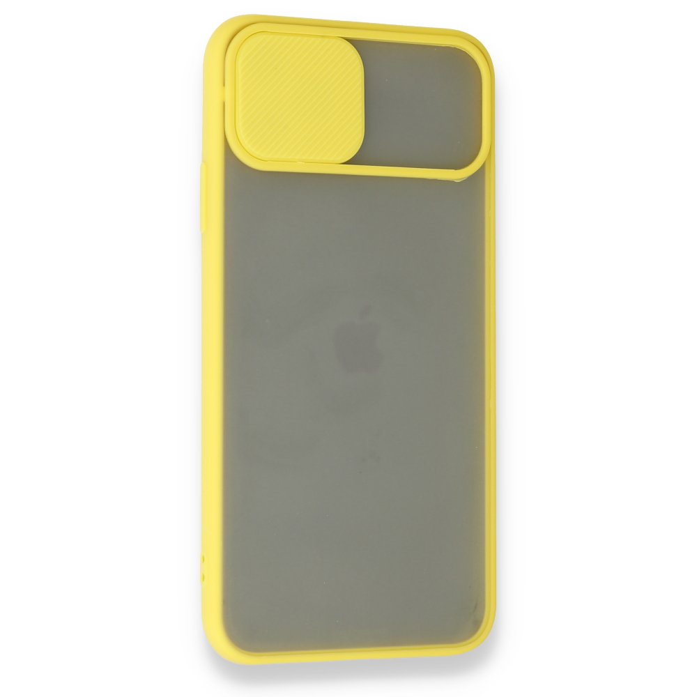  iPhone 11 Pro Kılıf Palm Buzlu Kamera Sürgülü Silikon - Sarı