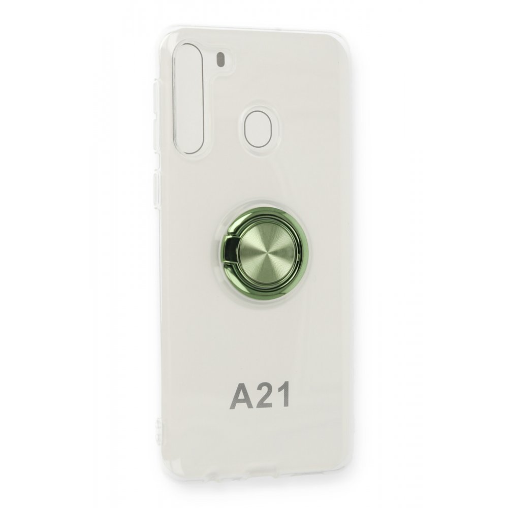  Samsung Galaxy A21 Kılıf Gros Yüzüklü Silikon -Yeşil