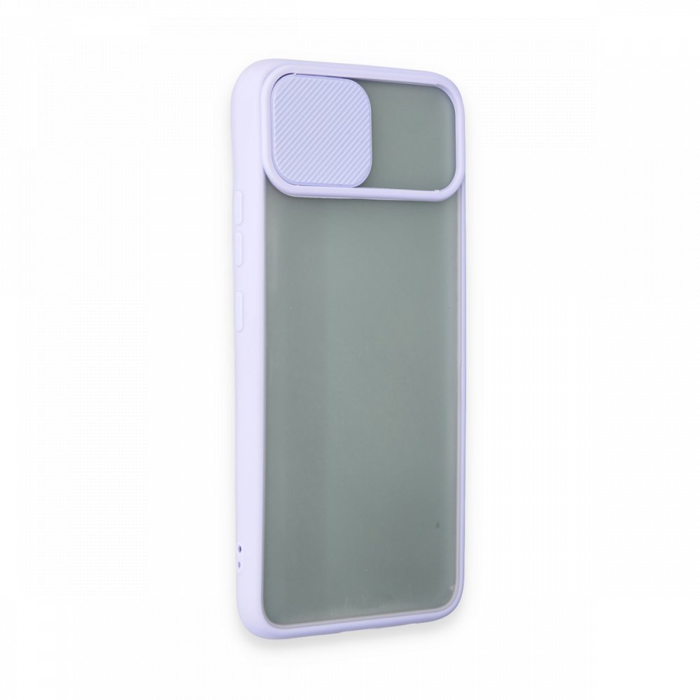 Realme C11 Kılıf Palm Buzlu Kamera Sürgülü Silikon - Lila  Realme C11 Kılıf Palm Buzlu Kamera Sürgülü Silikon - Lila