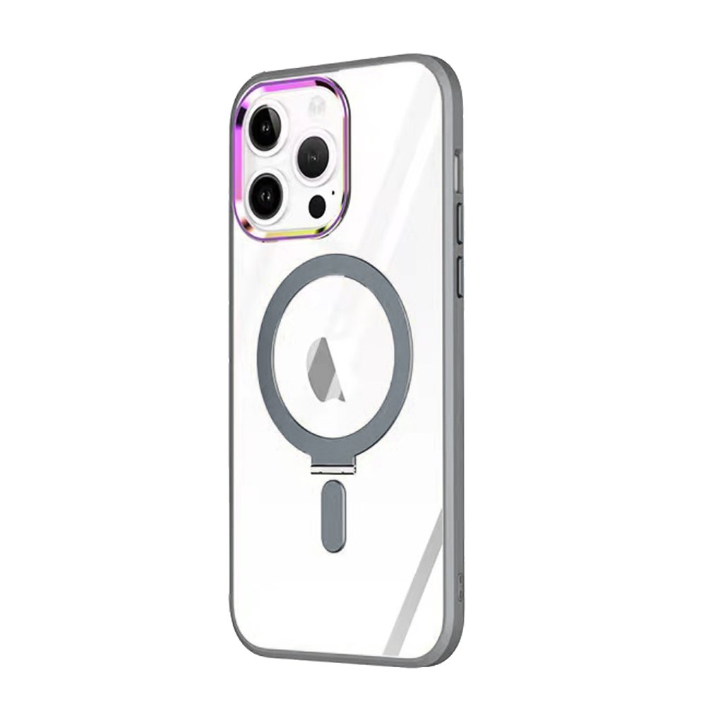  iPhone 15 Pro Max Kılıf Mudo Magneticsafe Standlı Kapak - Gri