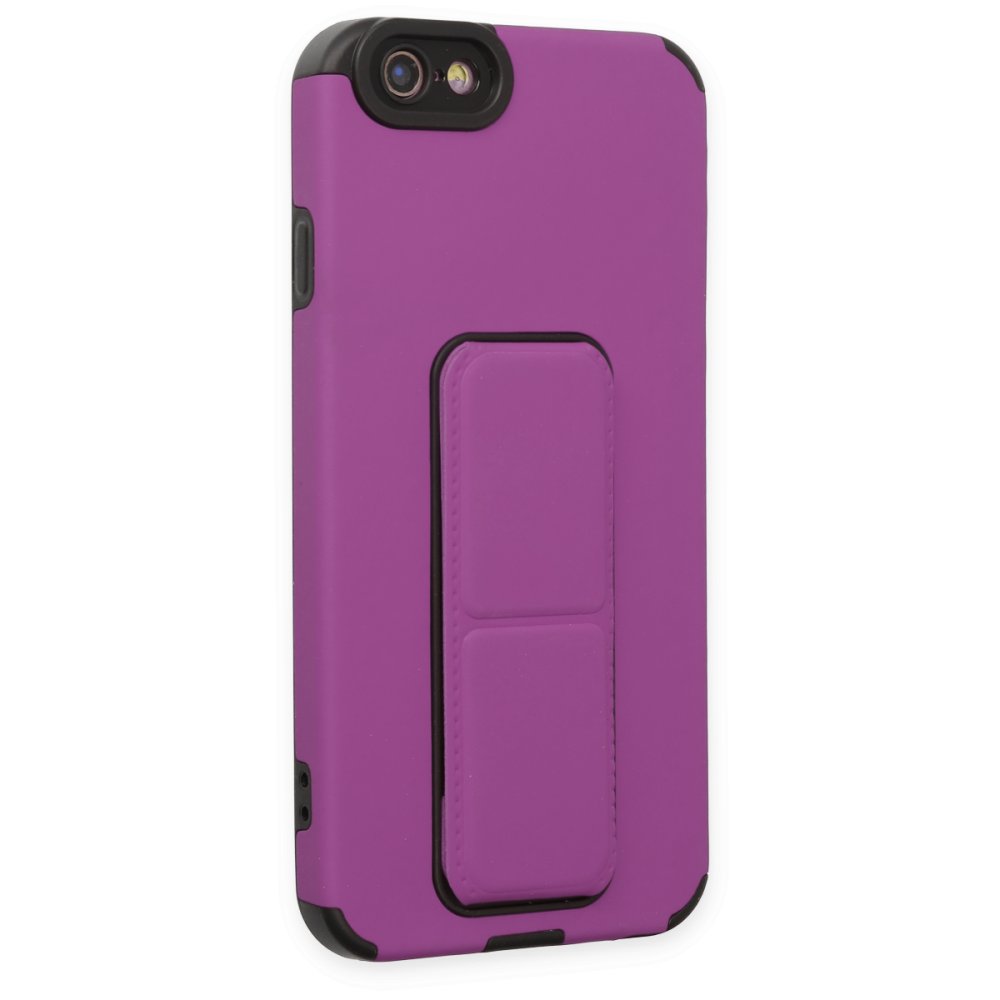 iPhone 6 Kılıf Mega Standlı Silikon - Mor  iPhone 6 Kılıf Mega Standlı Silikon - Mor