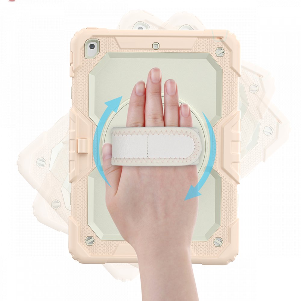  iPad 10.2 (7.nesil) Kılıf Strap New Tablet Kapak - Pembe