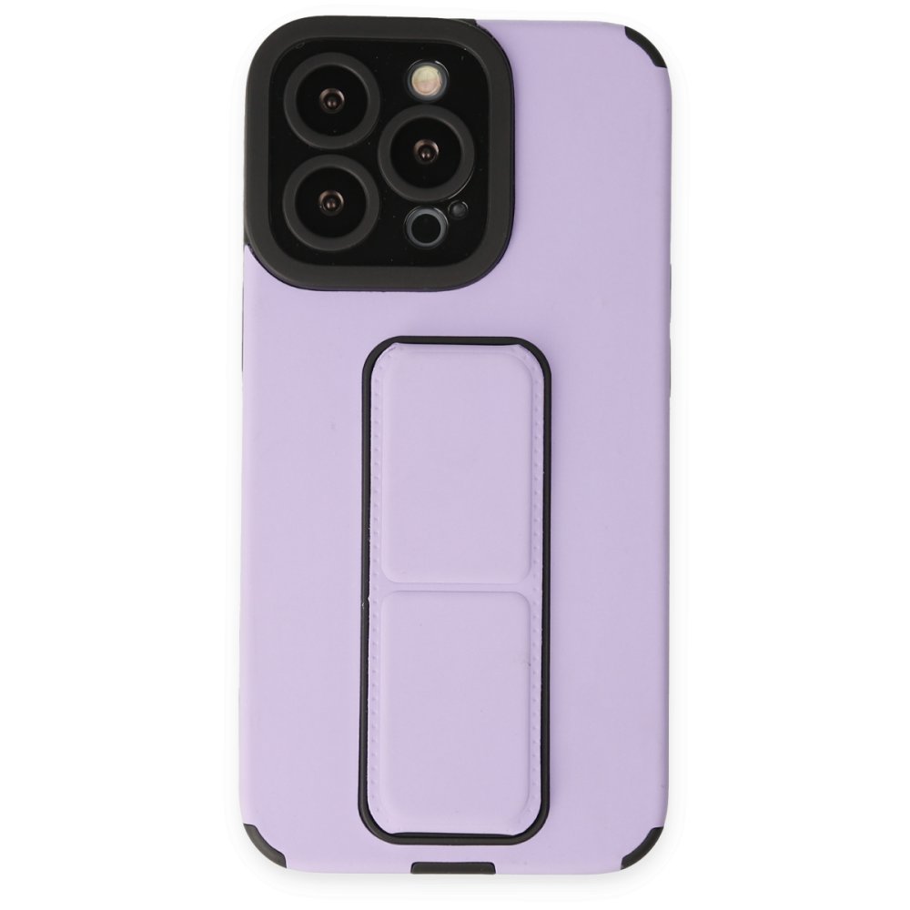  iPhone 13 Pro Kılıf Mega Standlı Silikon - Lila