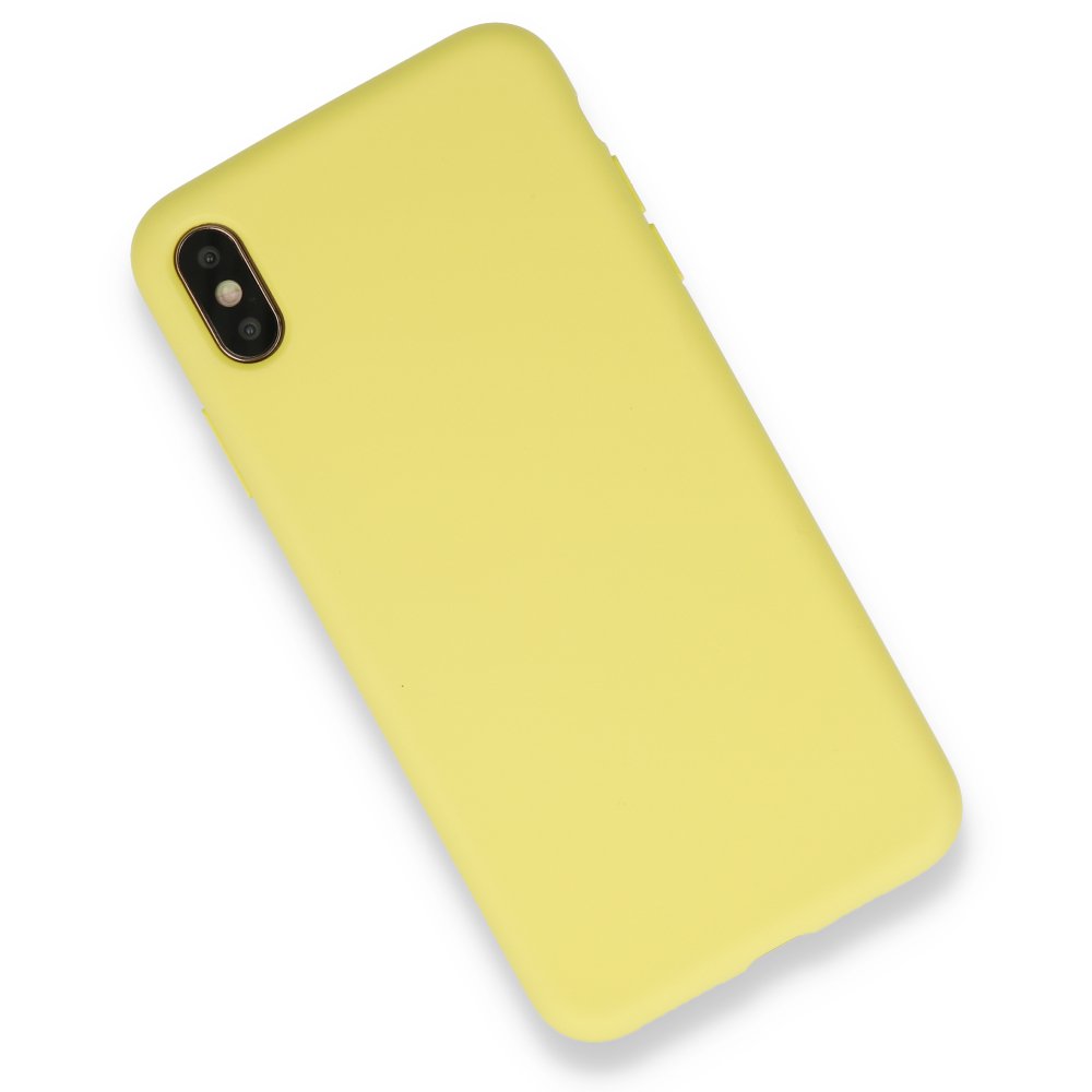 iPhone XS Max Kılıf Nano içi Kadife Silikon - Mat Sarı  iPhone XS Max Kılıf Nano içi Kadife Silikon - Mat Sarı
