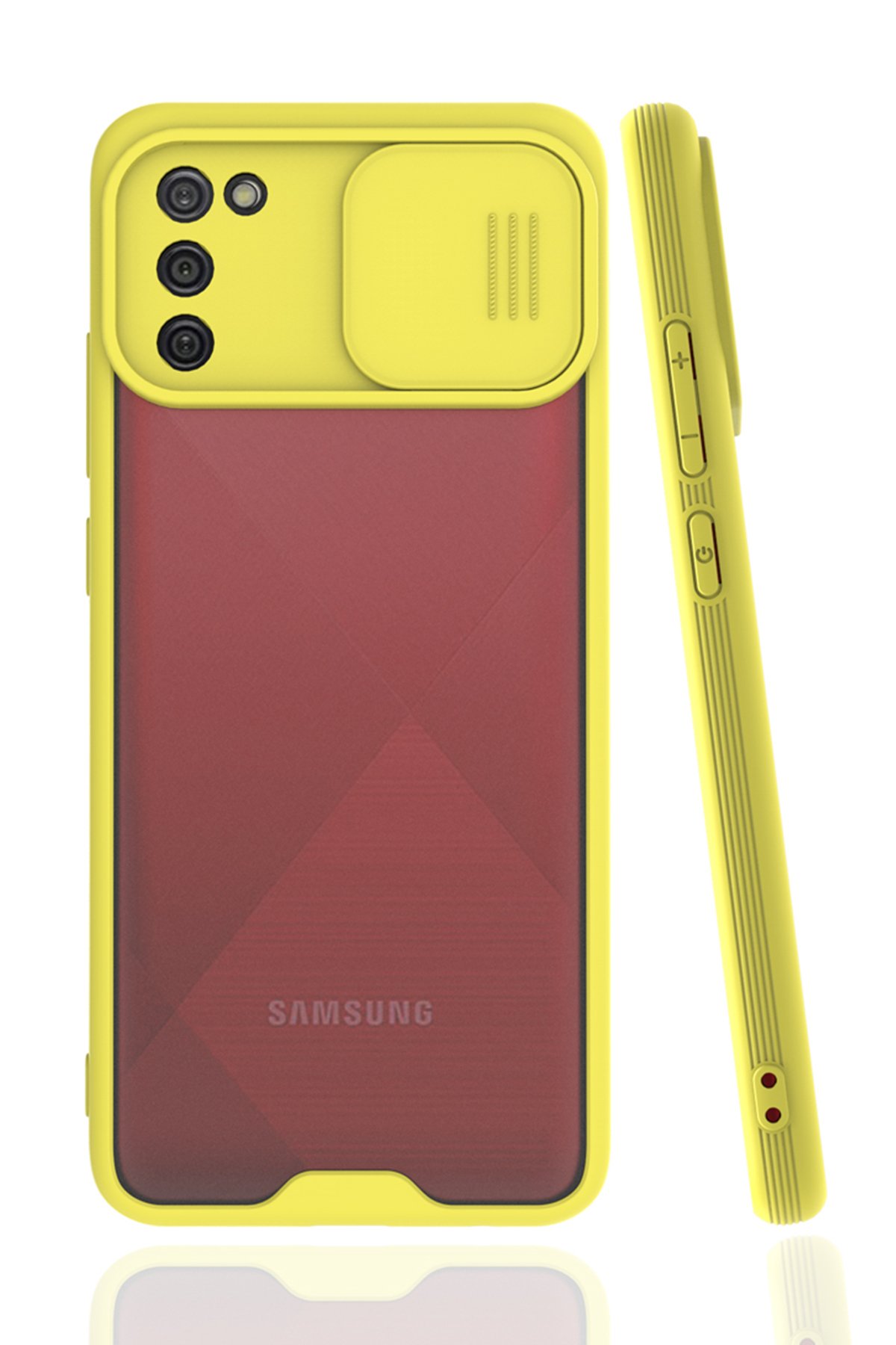  Samsung Galaxy A02S Kılıf Platin Kamera Koruma Silikon - Sarı