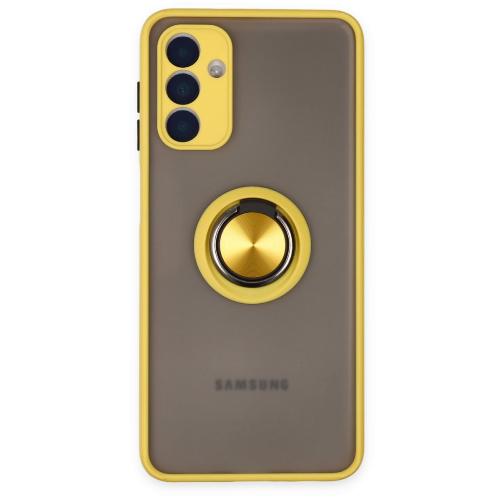  Samsung Galaxy A04S Kılıf Montreal Yüzüklü Silikon Kapak - Sarı