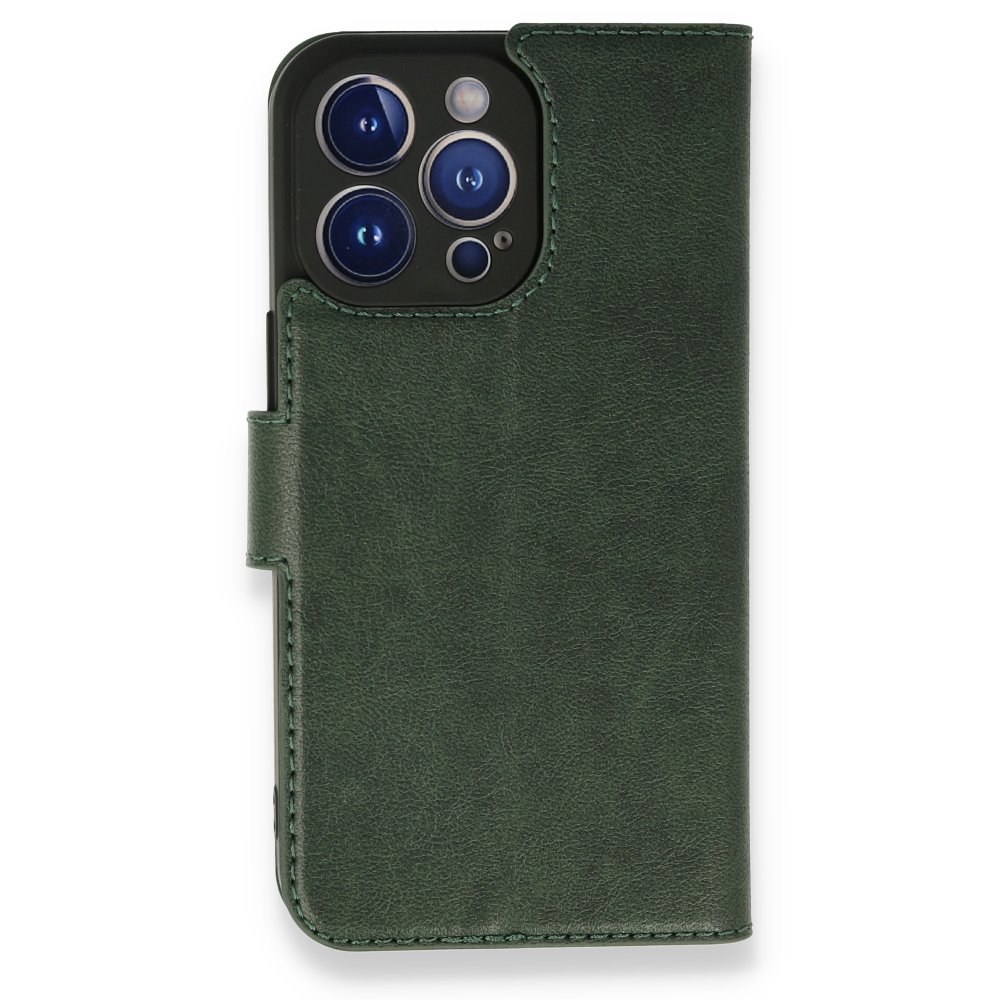  iPhone 13 Pro Max Kılıf Trend S Plus Kapaklı Kılıf - Yeşil