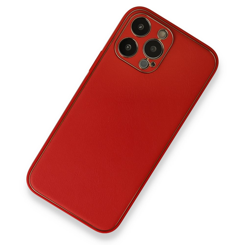 iPhone 13 Pro Max Kılıf Coco Deri Silikon Kapak - Kırmızı iPhone 13 Pro Max Kılıf Coco Deri Silikon Kapak - Kırmızı