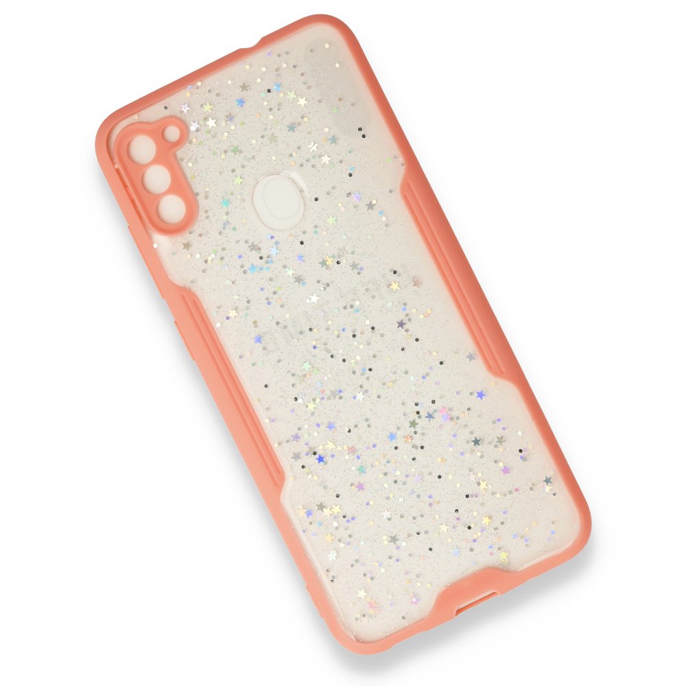  Samsung Galaxy M11 Kılıf Platin Simli Silikon - Pembe