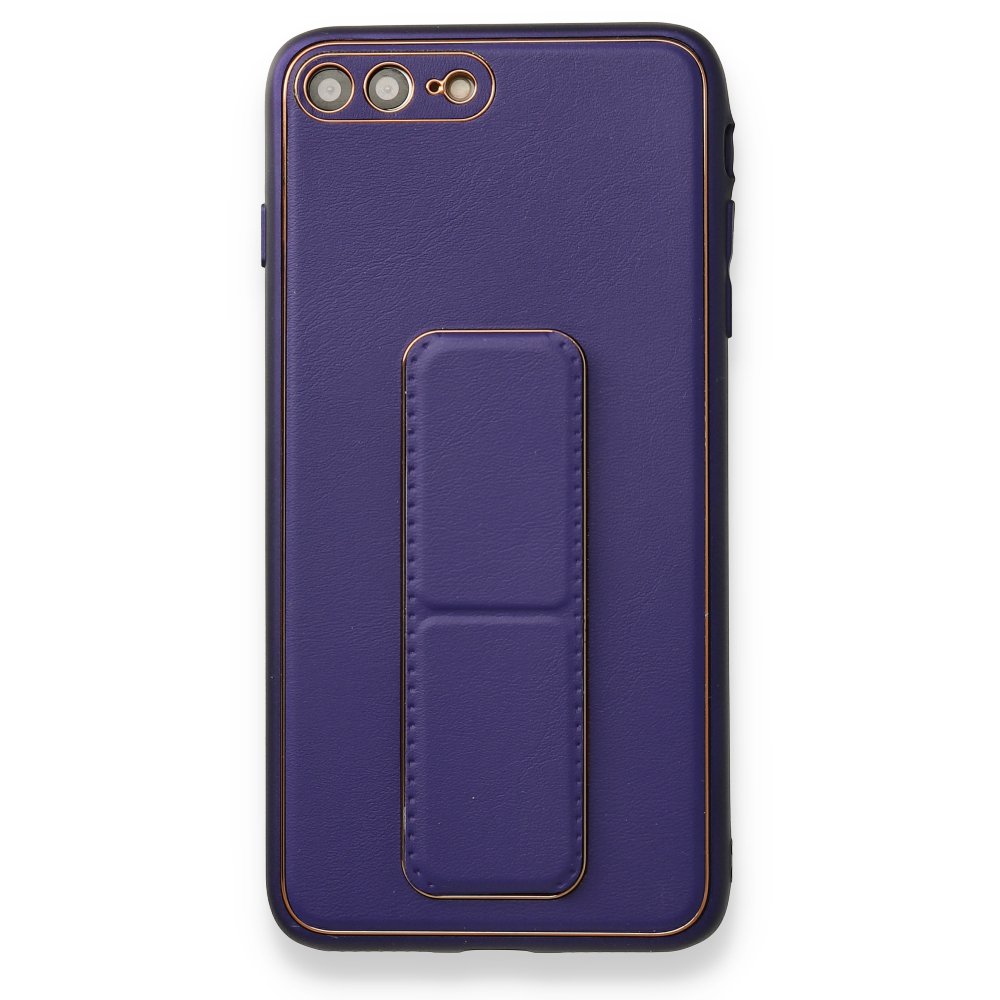  iPhone 8 Plus Kılıf Coco Deri Standlı Kapak - Mor