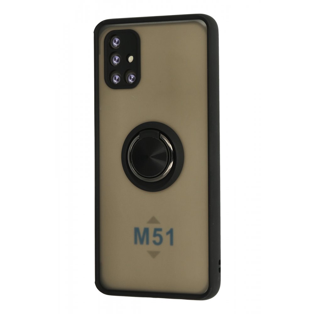  Samsung Galaxy M51 Kılıf Montreal Yüzüklü Silikon Kapak - Siyah