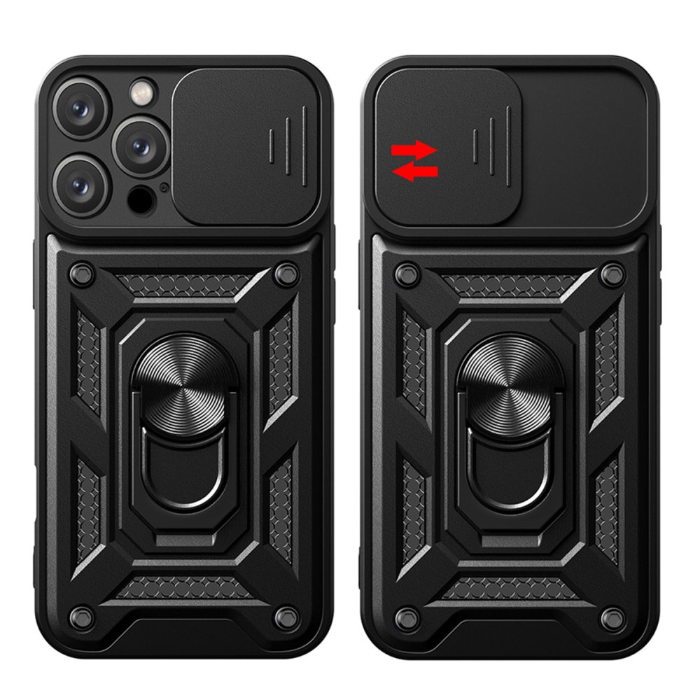  iPhone 16 Pro Max Kılıf Pars Lens Yüzüklü Silikon - Kırmızı