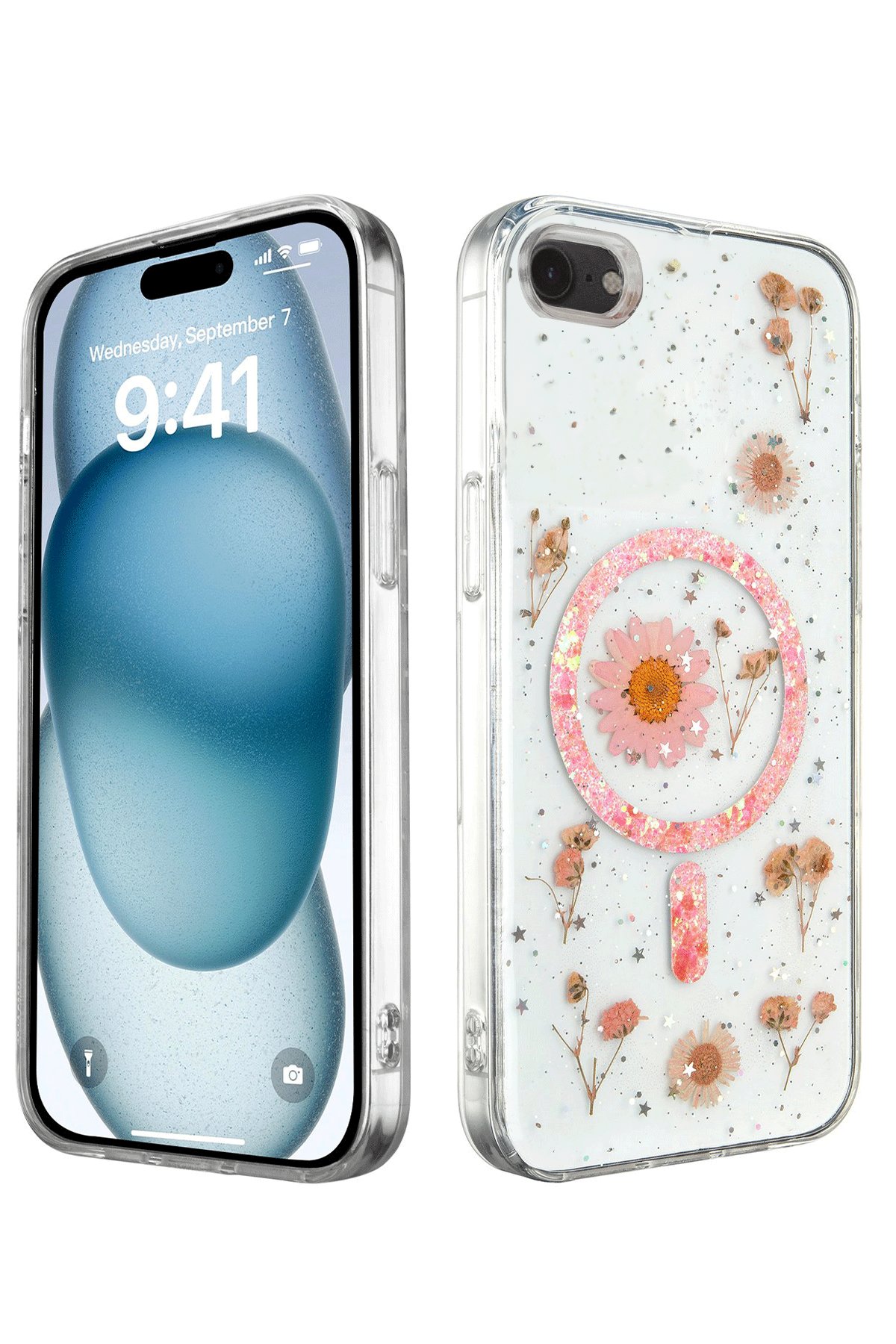 iPhone 8 Kılıf Daisy Simli Magsafe Kapak - Pembe iPhone 8 Kılıf Daisy Simli Magsafe Kapak - Pembe