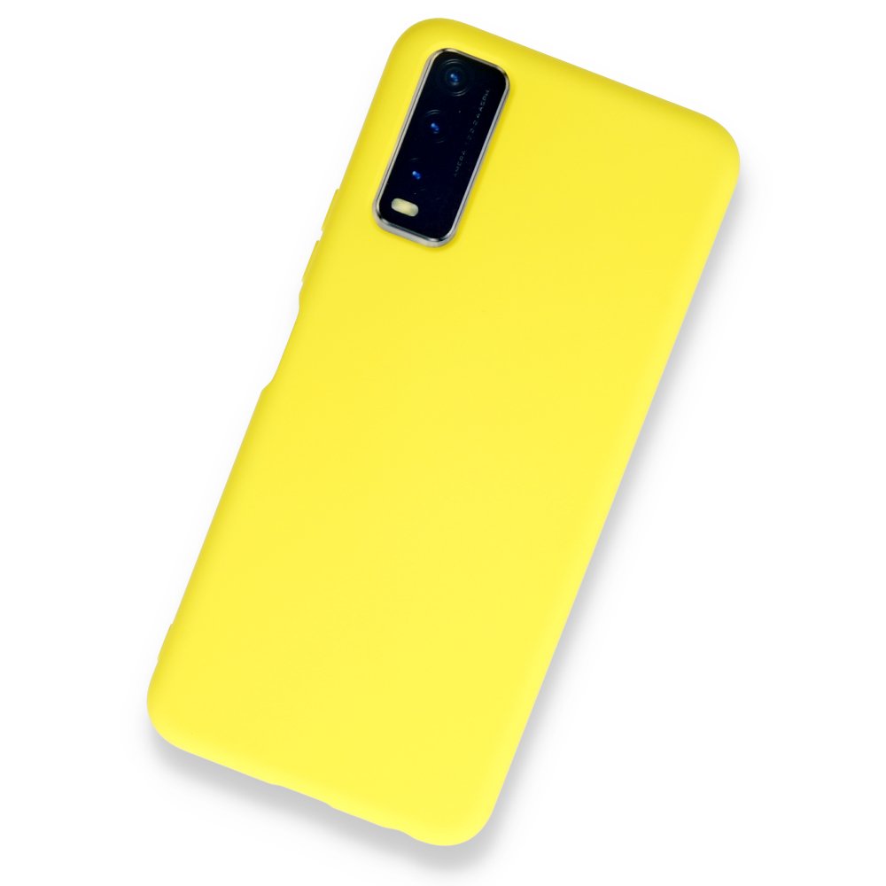 Vivo Y20 Kılıf Nano içi Kadife Silikon - Sarı  Vivo Y20 Kılıf Nano içi Kadife Silikon - Sarı