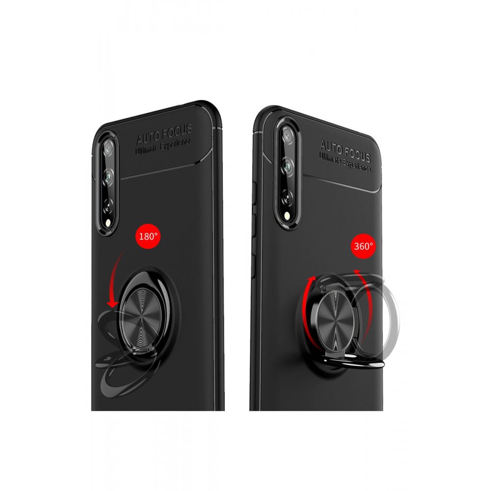 Huawei P Smart S Kılıf Range Yüzüklü Silikon - Siyah Huawei P Smart S Kılıf Range Yüzüklü Silikon - Siyah