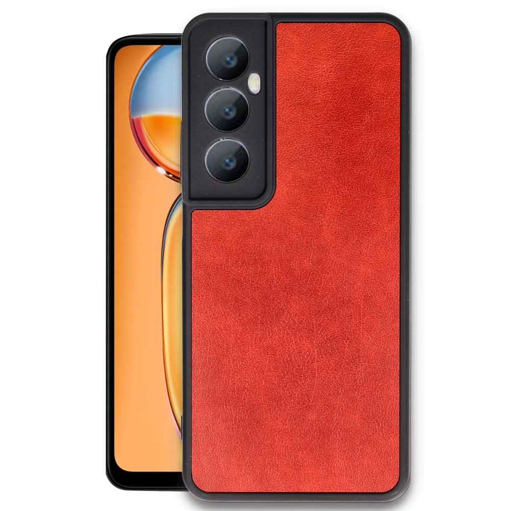 Realme C65 Kılıf Aras Deri Kapak - Kırmızı  Realme C65 Kılıf Aras Deri Kapak - Kırmızı