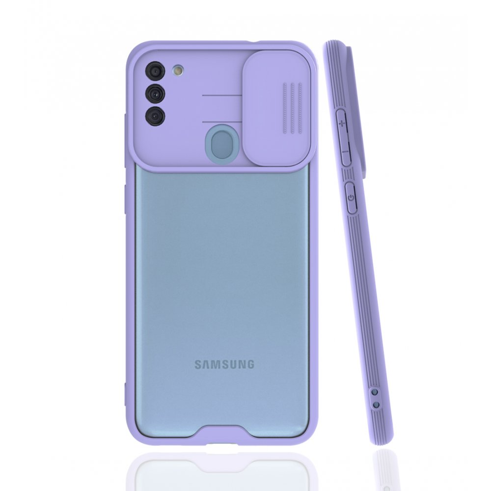  Samsung Galaxy A11 Kılıf Platin Kamera Koruma Silikon - Lila