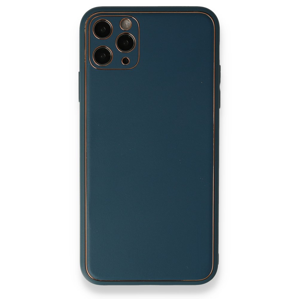 iPhone 11 Pro Max Kılıf Coco Deri Silikon Kapak - Mavi iPhone 11 Pro Max Kılıf Coco Deri Silikon Kapak - Mavi