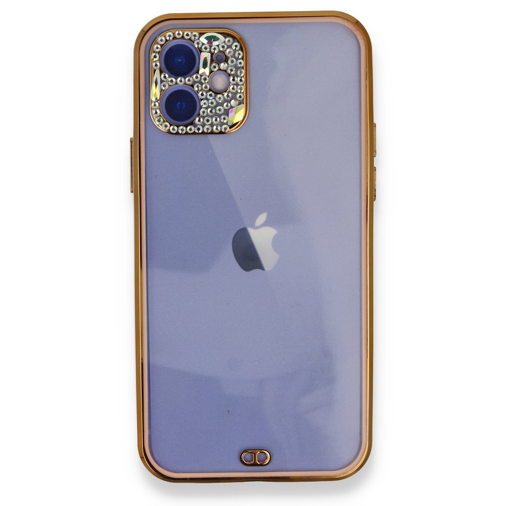  iPhone 12 Kılıf Liva Taşlı Silikon - Pembe