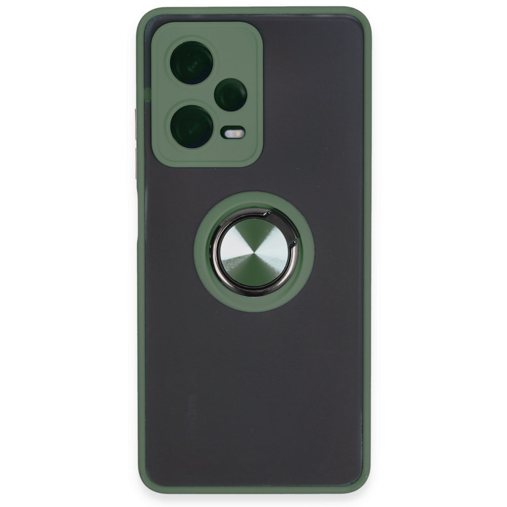 Redmi Note 12 5G Kılıf Montreal Yüzüklü Silikon Kapak - Yeşil