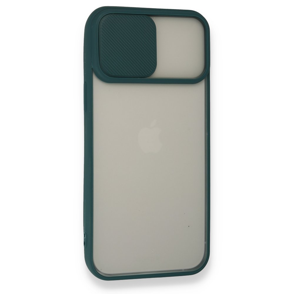  iPhone 13 Pro Max Kılıf Palm Buzlu Kamera Sürgülü Silikon - Yeşil