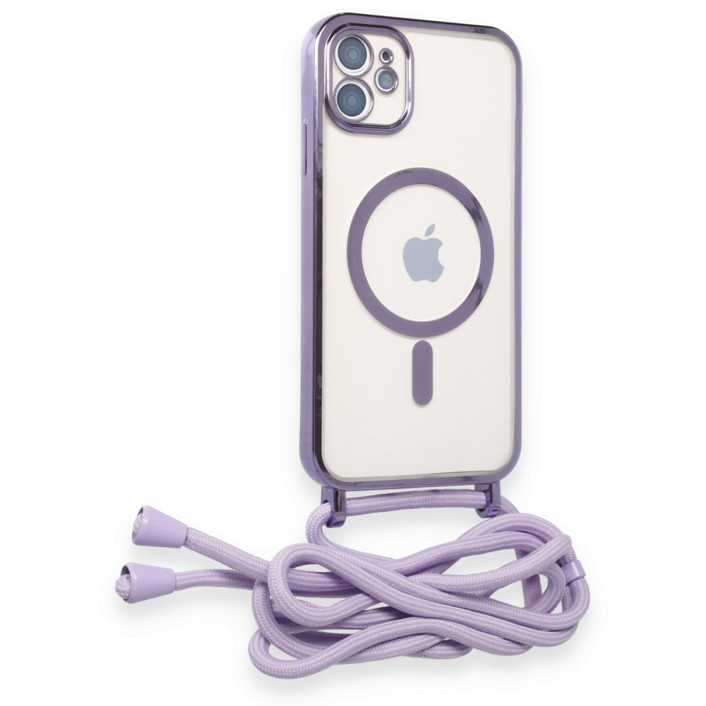 iPhone 11 Kılıf Divo Lazer Askılı Magsafe Kapak - Lila iPhone 11 Kılıf Divo Lazer Askılı Magsafe Kapak - Lila