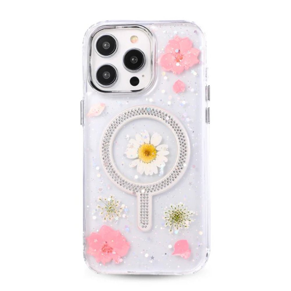  iPhone 14 Pro Max Flower Magsafe Kapak - Pembe