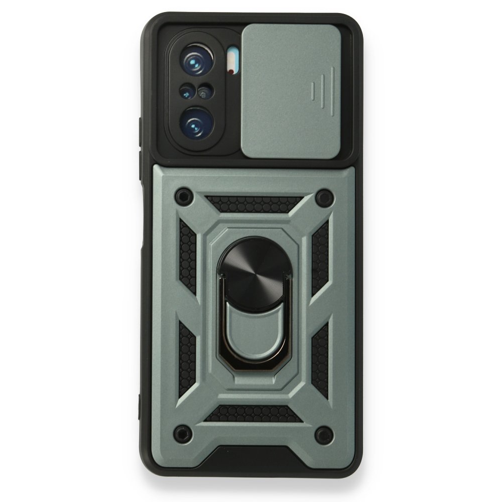 Redmi K40 Kılıf Pars Lens Yüzüklü Silikon - Yeşil