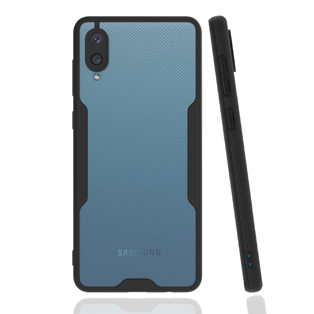  Samsung Galaxy A02 Kılıf Platin Silikon - Siyah