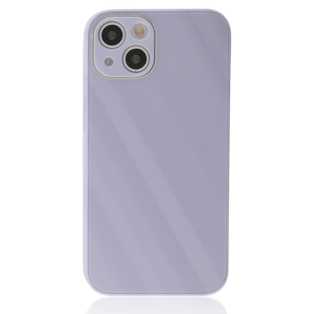 iPhone 14 Plus Kılıf Glass Kapak - Lila  iPhone 14 Plus Kılıf Glass Kapak - Lila