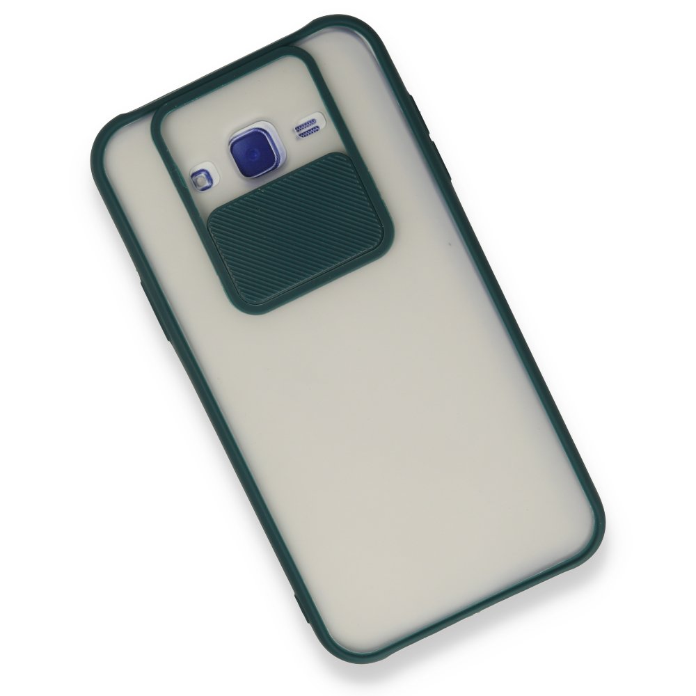  Samsung Galaxy J7 Kılıf Palm Buzlu Kamera Sürgülü Silikon - Yeşil