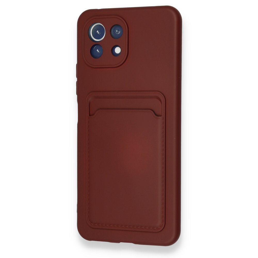  Xiaomi Mi 11 Kılıf Kelvin Kartvizitli Silikon - Bordo