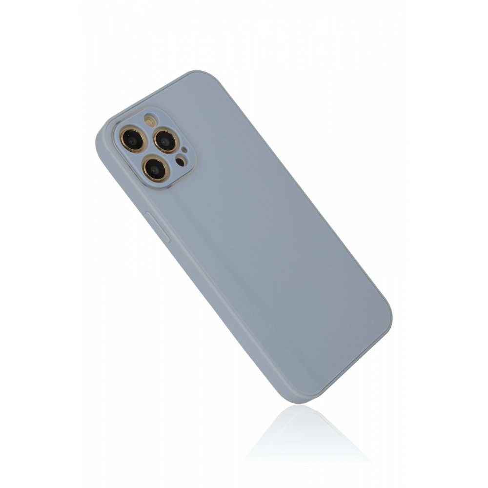  iPhone 12 Pro Kılıf Glass Kapak - Sky Blue