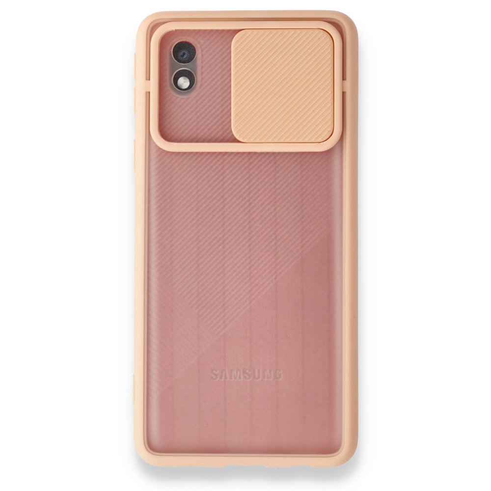  Samsung Galaxy A01 Core Kılıf Palm Buzlu Kamera Sürgülü Silikon - Pembe