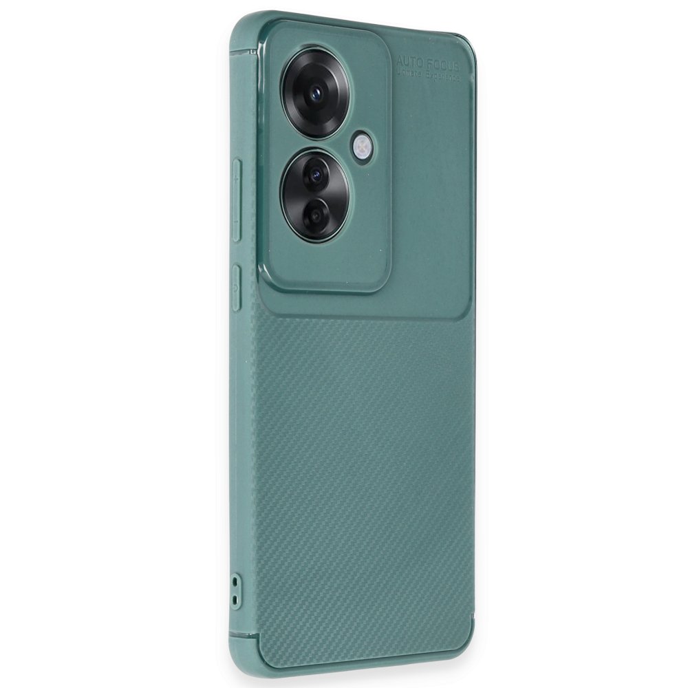 Oppo Reno 11F Kılıf Auto Focus Karbon Kapak - Koyu Yeşil Oppo Reno 11F Kılıf Auto Focus Karbon Kapak - Koyu Yeşil