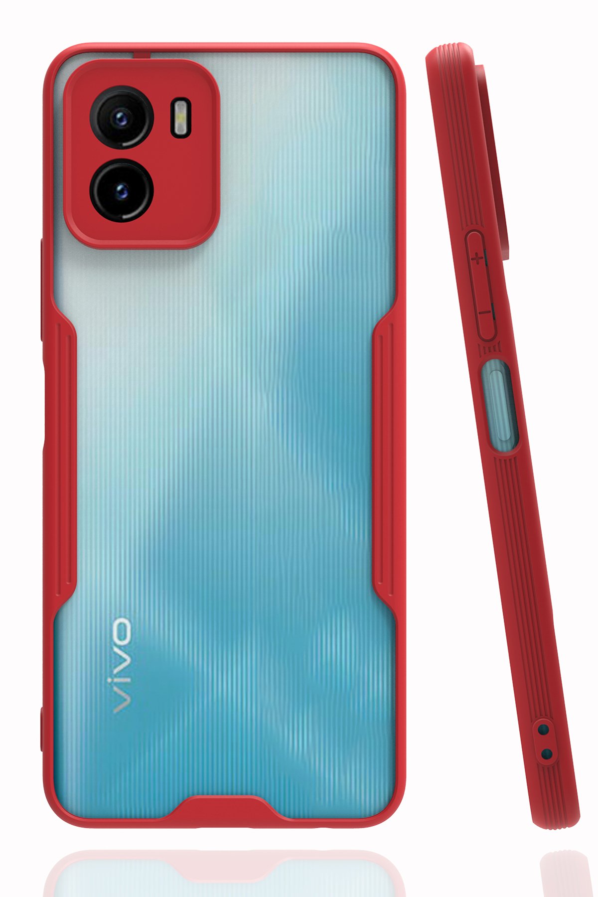  Vivo Y15S Kılıf Platin Silikon - Kırmızı