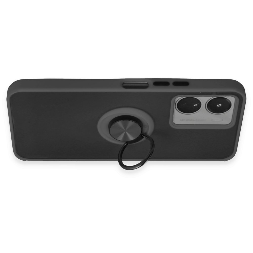 Vivo Y16 Kılıf Montreal Yüzüklü Silikon Kapak - Siyah Vivo Y16 Kılıf Montreal Yüzüklü Silikon Kapak - Siyah